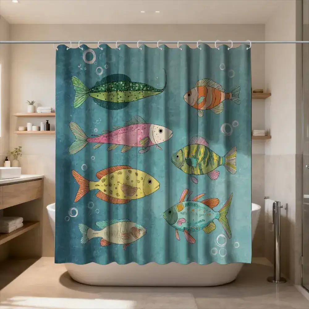Water Repellent Mildew Proof Shower Curtain With Hooks Easy Install Washable Cute  Design For All Bathroom Scene Decoration