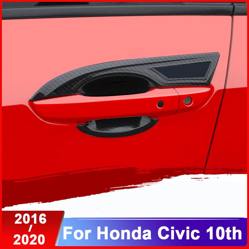 ABS Chrome Car Door Handle Protective Covers Trim Door Bowl Cover Sticker For honda civic 10th 2016 2017 2018