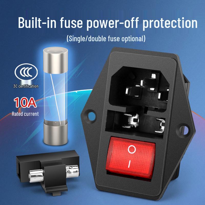 Integrated Power Socket with Male/Female Plugs, Switch, and Charging Port for Industrial Cabinet