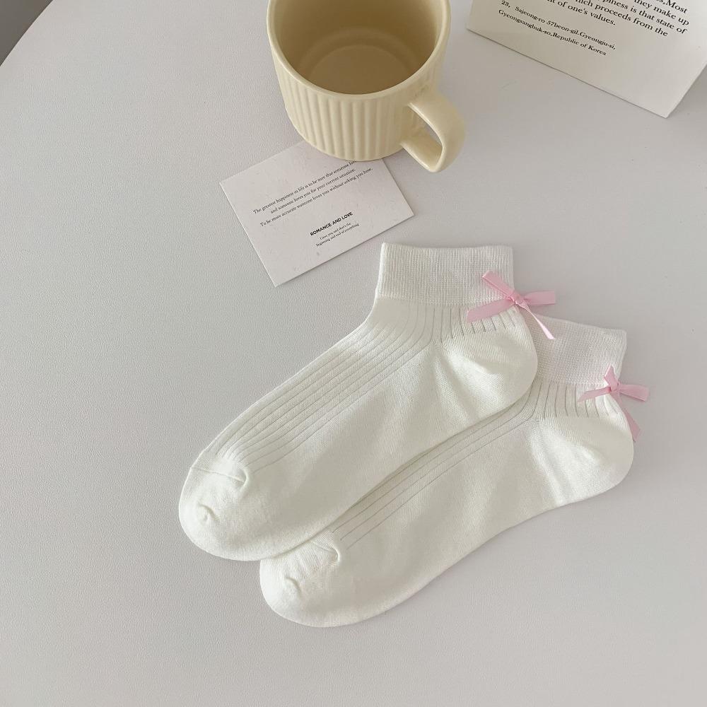 

Cotton Bowknot Cotton Socks Lolita Style Ballet Bow Socks Elegant Party S белый/розовый