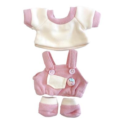 T-shirt, Overalls, and Shoes Set for 15cm Dolls - Pink. Perfect for Plush Dolls, Mascots, Accessories, and Fan Activities. [Used]