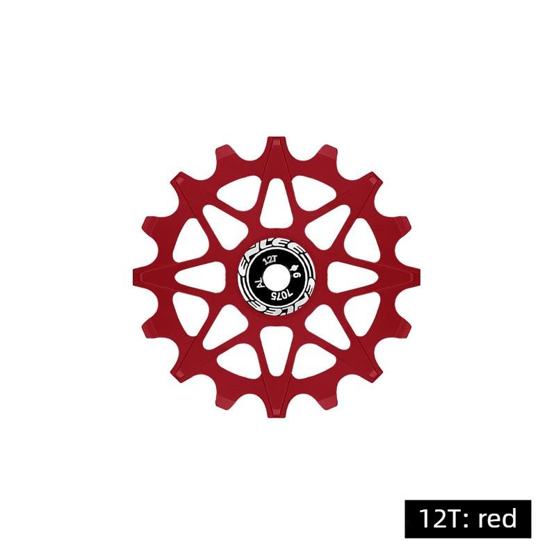 10T/12T/14T/16T Bicycle Rear Derailleur Ceramic Jockey Wheel Pulley Wheel for Mountain Road Bike  Lightweight Low Friction 12T Red