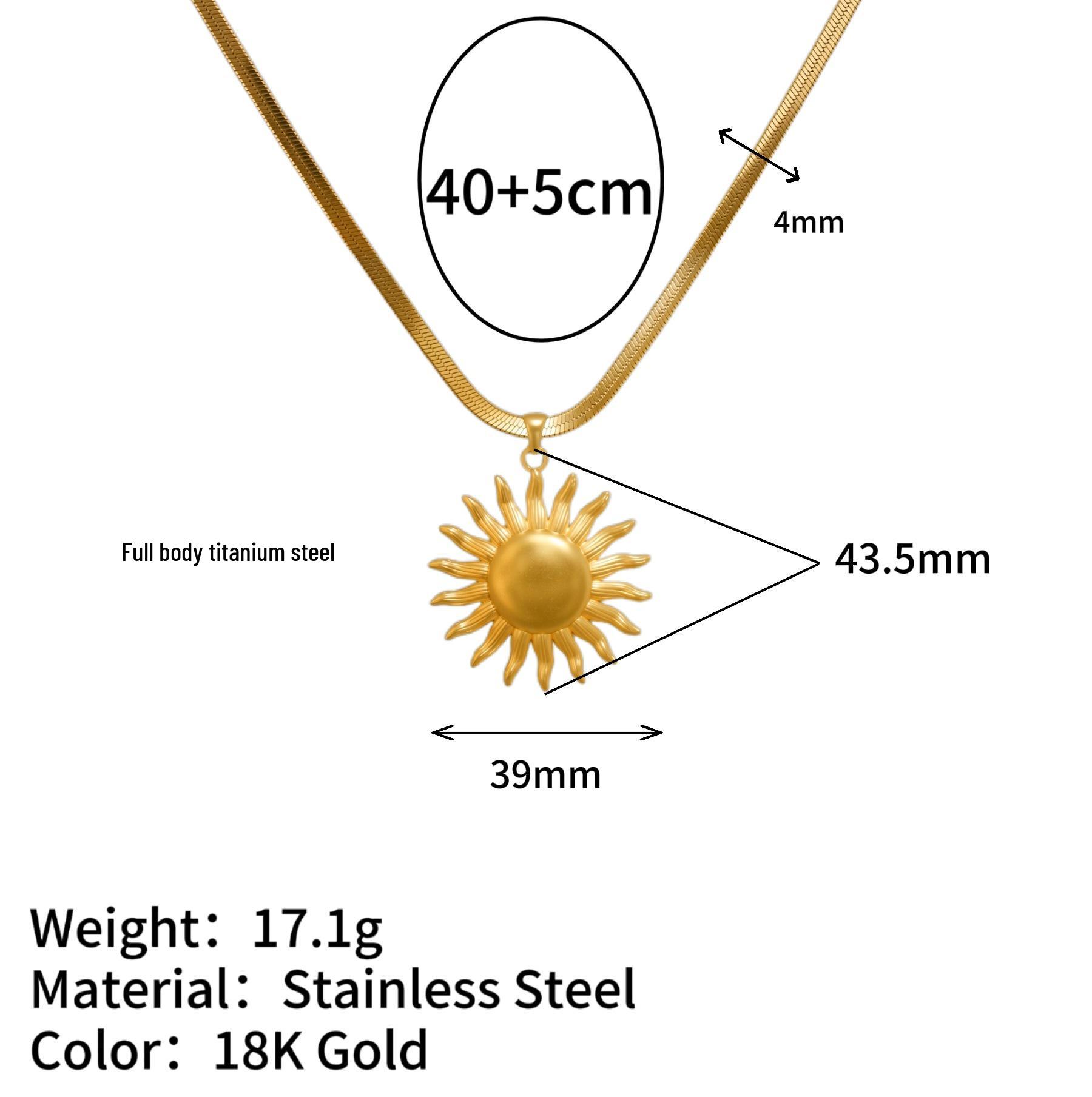 

18K Gold Plated Stainless Steel Sun Chain Necklace for Women