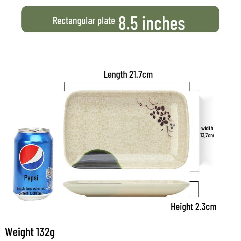 Qianxing Green Lotus 8.5-inch Rectangular Melamine Plates, 20-Pack