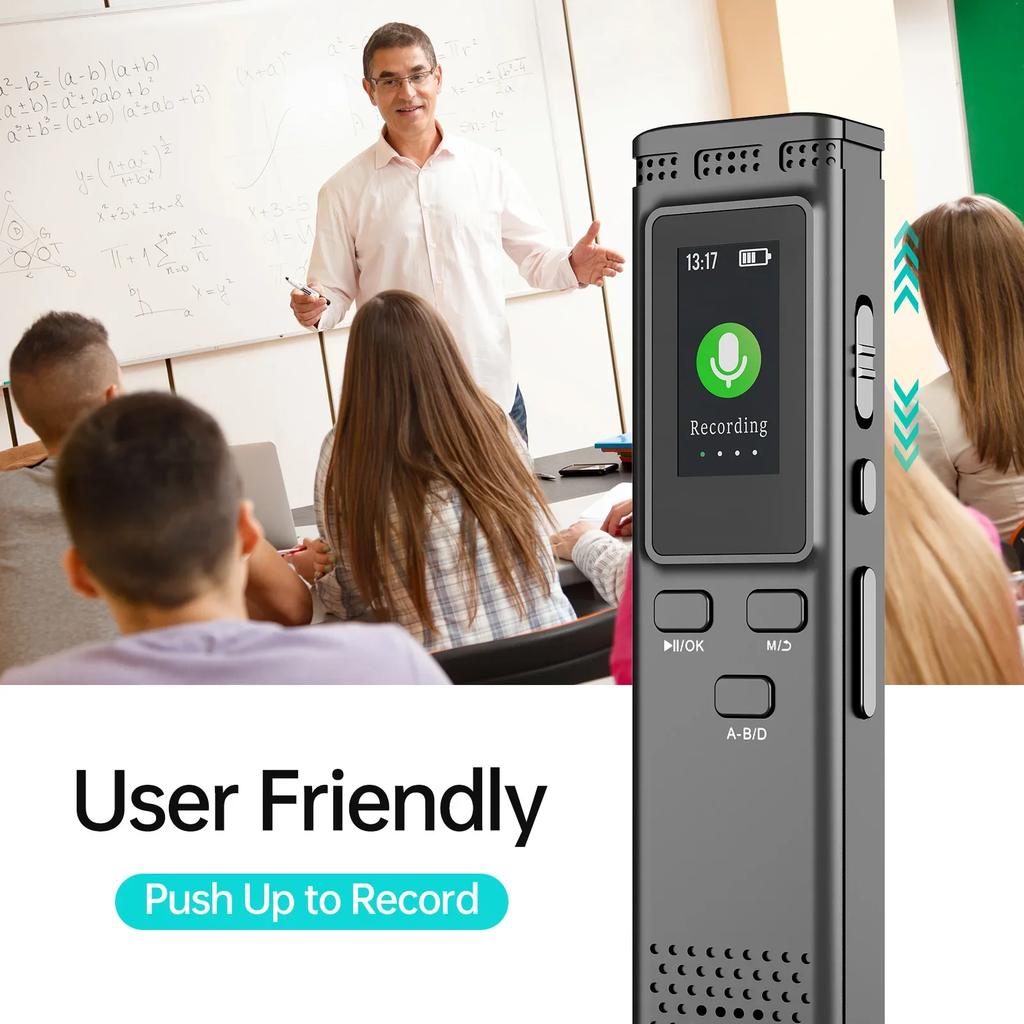 Digital Voice Recorder with Noise Reduction, Voice Activation, MP3 Playback (64GB/16GB/8GB)