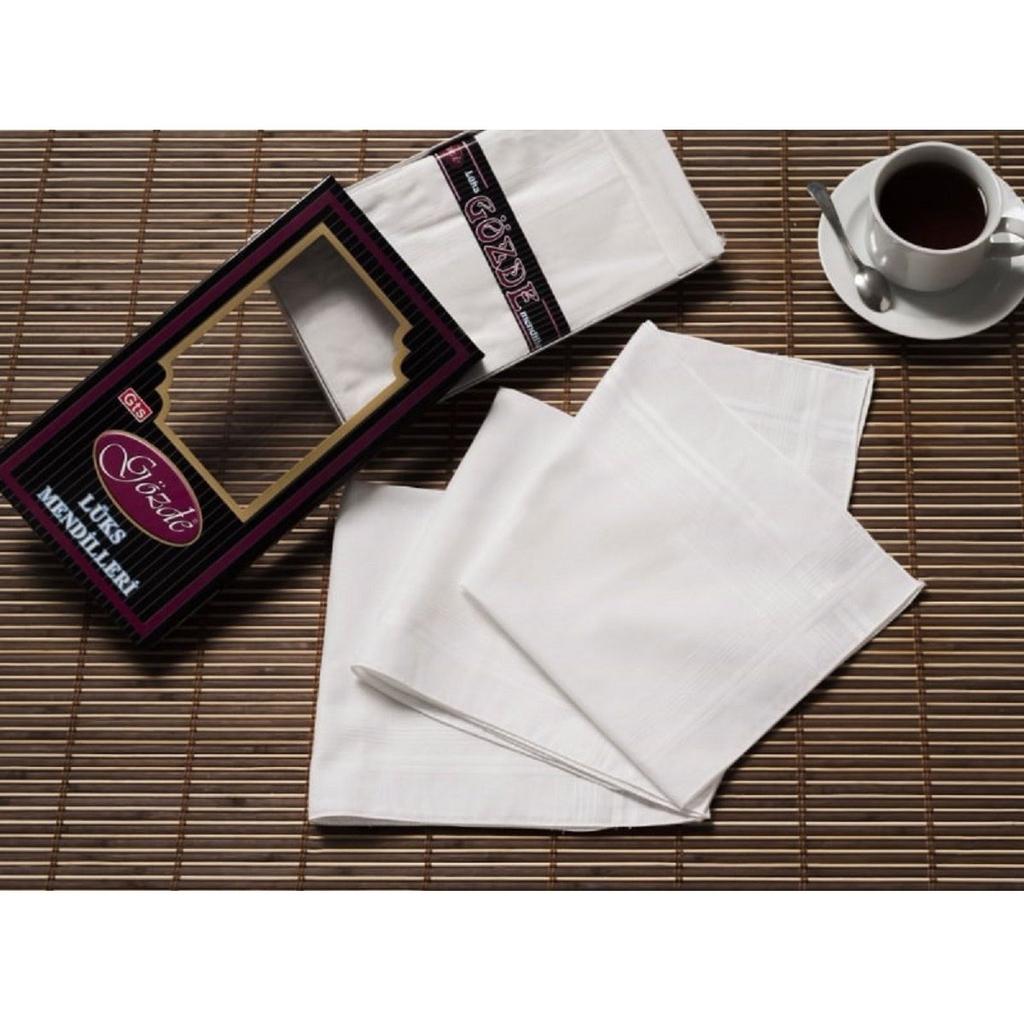 Black Boxed 42x42cm 12 Pieces Cloth Handkerchief-GM White
