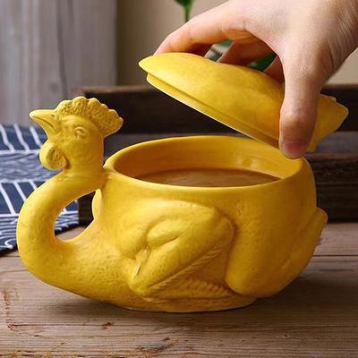 Ceramic Salt-baked Chicken Water Cup with Lid Is Weird, Funny, Funny, Weird Mug, Creative Personalized Coffee, Milk Cup
