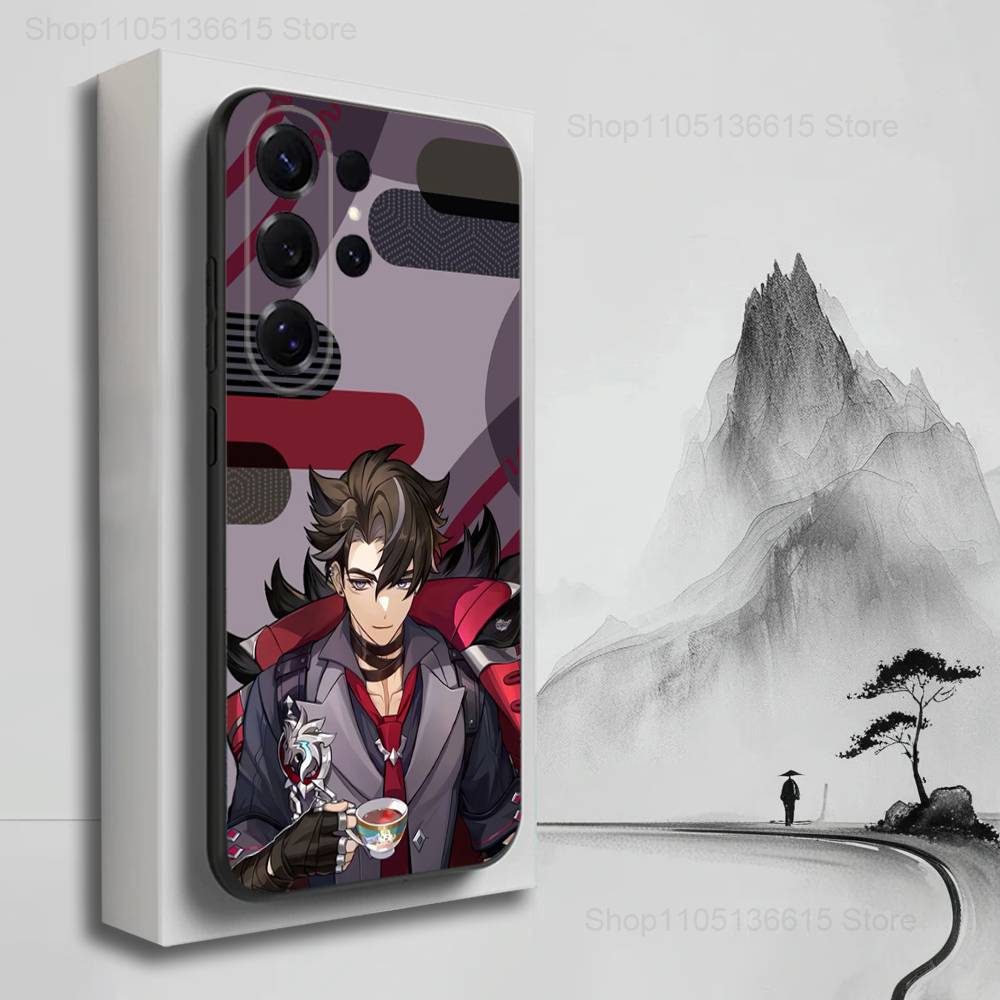 

W-Wriothesley G-Genshin Case For Samsung S21,S9,S22,S25,S20,S10,Plus,Ultra,S24,S23,FE,Lite,Soft Silicone Black SamsungS20Plus