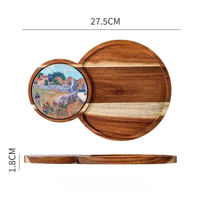 Bread Cutlery Wooden Tray Retro Pastry Dessert Afternoon Tea Snack  Tea Tray Suitable for Home Kitchen Decoration Accessories