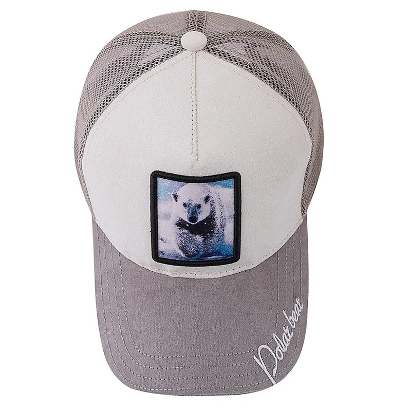 Hot Sale Animal Trucker Hat Polar Bear Pattern Patch Design Suede Baseball Cap Outdoor Sports Fishing Cap For Men Women