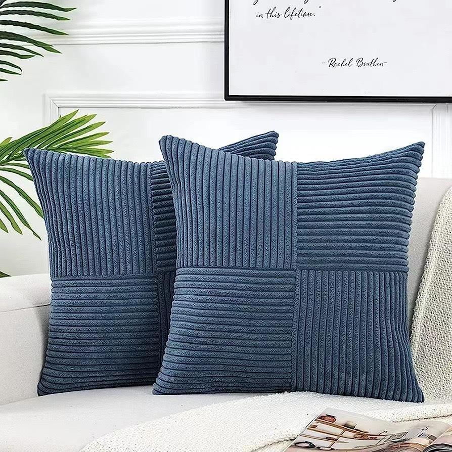 Simple Style Polyester Cushion Cover Stripe Pillow Cover White Beige Pink Solid Color Pillowcase for Sofa Living Room Home Decor