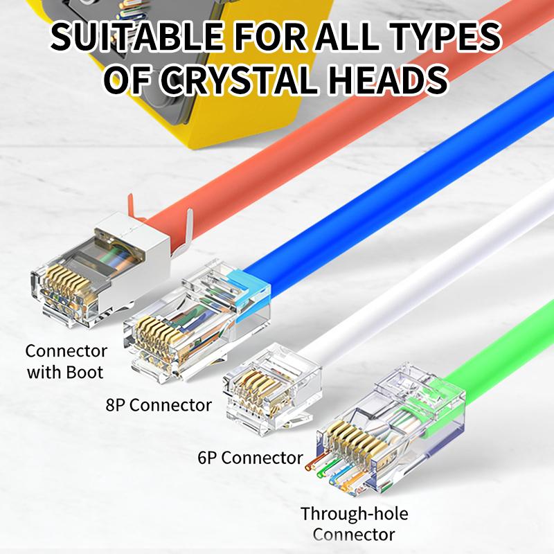Pass Through Crimp Plier Cat7 Cat6 Cat6A Cat5 Cat5E Stripping Crimping Tool With 8P/6P Ethernet Connectors