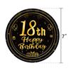 Black Gold 18th Birthday Disposable Tableware Cheer 18 Years Old Plates Napkins Happy Eighteen Birthday Party Decor Tableware