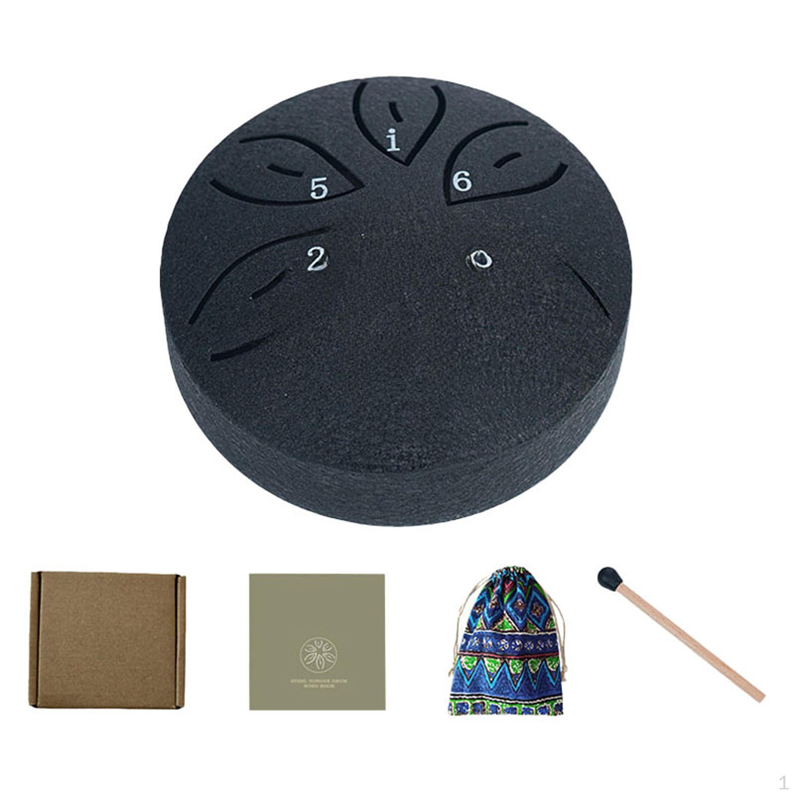 

Міні-барабан зі сталевим язиком, 3-дюймовий барабан із 6 нотами, надворі дощ, міні-панель для дітей і дорослих чорний