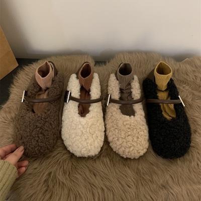 Fashion New Women's Designer Vintage Women Warm Fur Flats Shoes Fashion Shallow Belt Buckle Spring Autumn Ladies Comfort Loafers Shoes