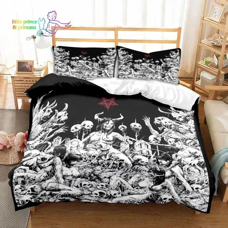Evil Satanic Mantra Bedding Set Single Twin Full Queen King Size Bed Set Adult Kid Bedroom 3D Print