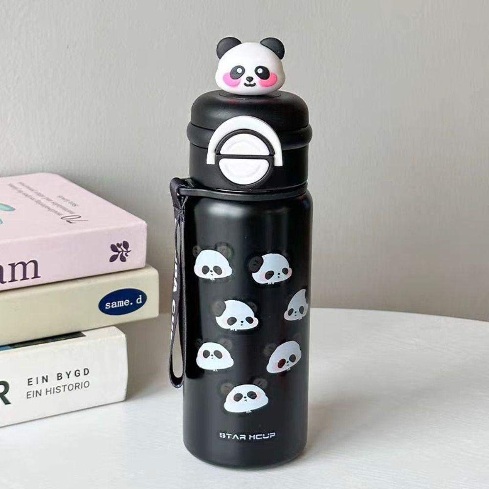 Large Capacity Panda  Insulated Cup Double Straw Drinking Water Cup  Gift