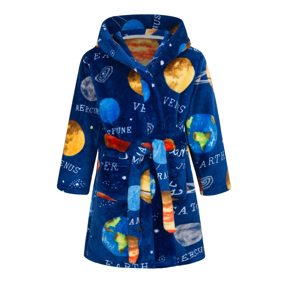 2-14 Years Autumn Winter Bathrobe Kids Sleepwear Robe Children Bath Robe Warm Soft Pajamas for Girls Boys Teenage Flannel Robe