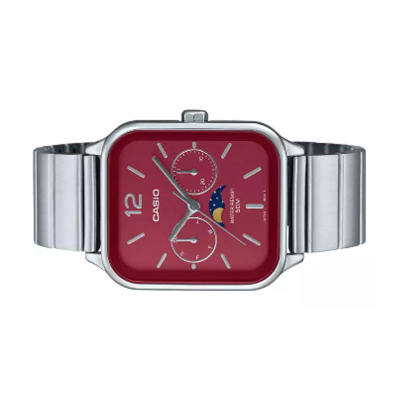 Casio STANDARD Serie 50 Meter wasserdicht Quarzwerk Edelstahlarmband Japanische und Koreanische Uhr Herrenuhr Rotes Zifferblatt MTP-M305D-4AV