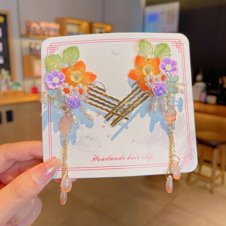 Chinese Style Hanfu Hairpin Set for Girls - Includes Hair Clips, Swaying Tassels, and Butterfly Accessories