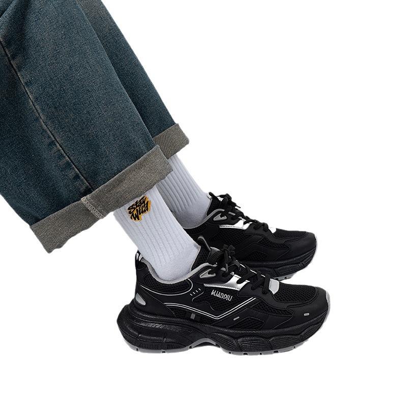 Global Retro Dad Shoes Men's 2025 New Versatile Casual Sports Shoes Platform Black Trendy Shoes ZHQ5663-1