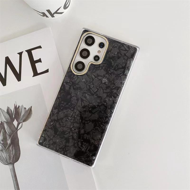Applicable to Samsung S25ULTRA shell pattern electroplated lens ring mobile phone case S23IMD double layer coating A563