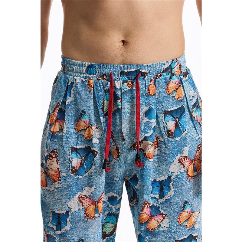 Sommer Baumwolle Leinen Herren Lässige Kordelzug Grafikdruck Boho Tribal Vintage Hose Outdoor-Aktivitäten Hose Running Jogger