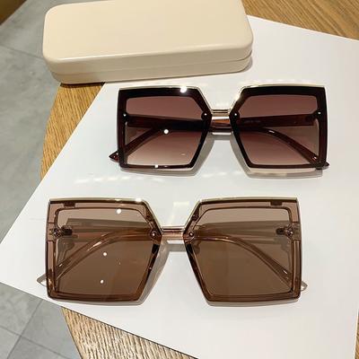 Fashionable Large Frame Square Sunglasses Personalized Women Uv Protection Sunglasses Uv Resistant Frameless Sunglasses