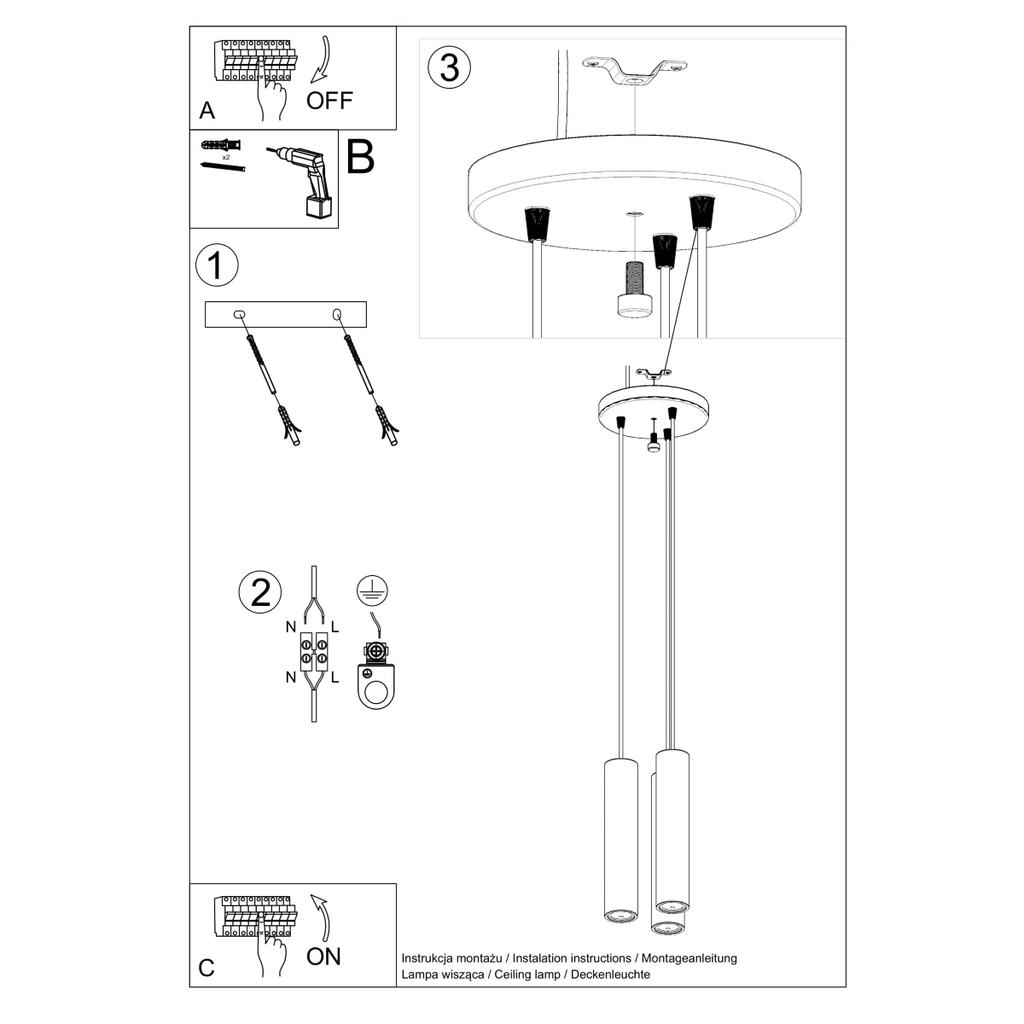 Lampa Wisząca Lino 3 Gu10 Naturalne Drewno Wood Sollux Sl.1012