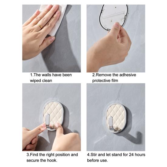 Adhesive Bathroom Hooks Waterproof Rhombus Design Hook Wall Mounted Hanger Hooks