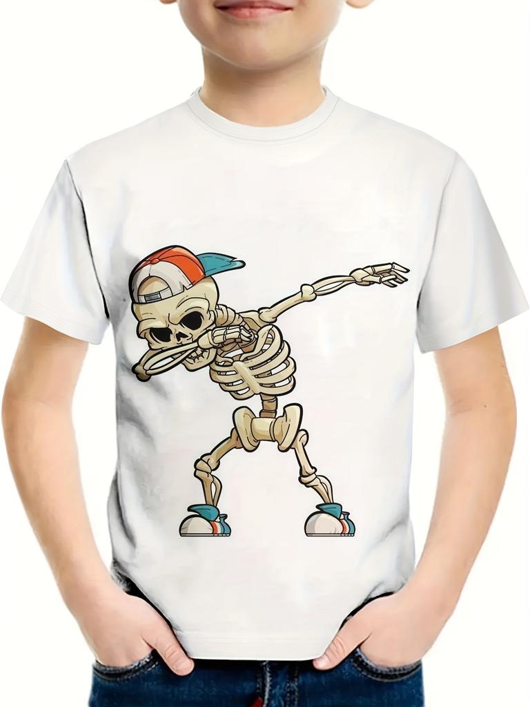 Kids Clothes Boys Tshirt Short Sleeve 3D Skull Print Children Summer Clothes Creative Stylish Streetwear Round Neck Girl Clothes