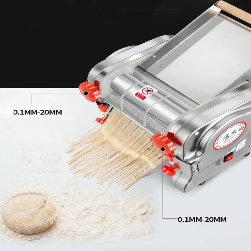 750W Electric Pasta Maker Automatic Noodle Press Machine, 24cm Wide Press Noodles Maker Cutter Spaghetti 2mm/6mm