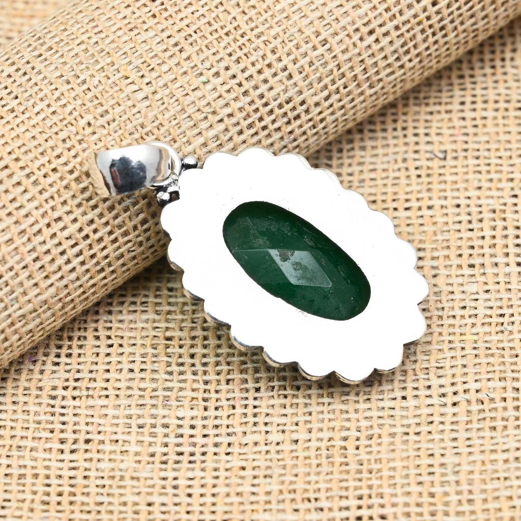 Astonishing Green Onyx Gemstone Handmade 925 Solid Sterling Silver Jewelry Pendant For Women