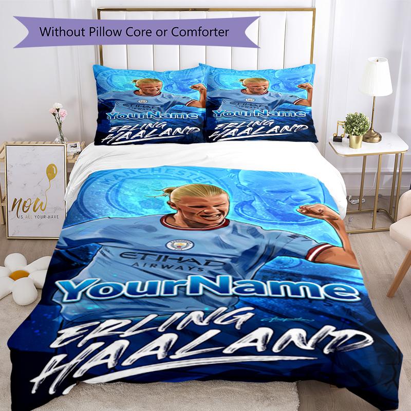 Haaland 45 Customize Your Name Bedding Set Breathable Duvet Cover with Pillowcases Home Decoration Birthday Gift
