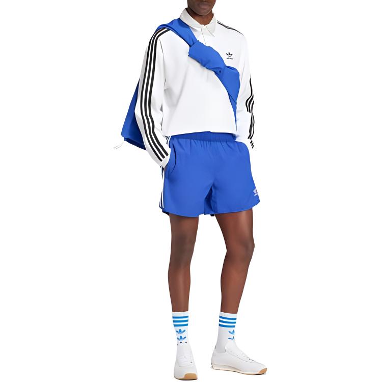 adidas Originals Adicolor Classics Solid Stripe Logo Print Comfortable Breathable Three-Quarter Casual Shorts Men Shorts Blue IZ2413