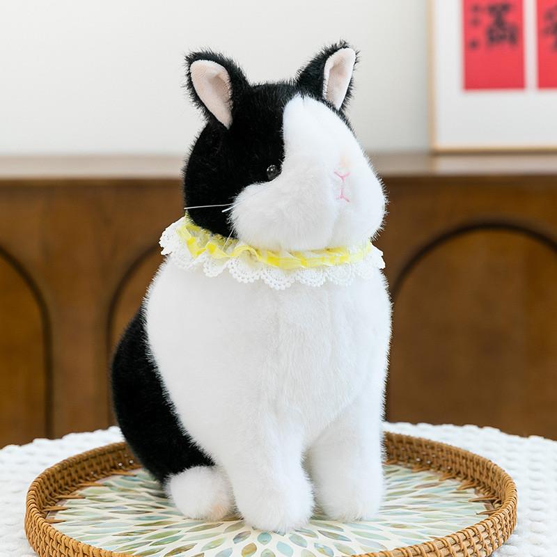 Rabbit Plush Cuter Ornament With Lace Scarf Decoration For Home Gift Office