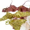 French Coquette Lace Soft Underwire Bra Set, Half Cup Push Up Back Beauty Small Bust Women Lingerie Set