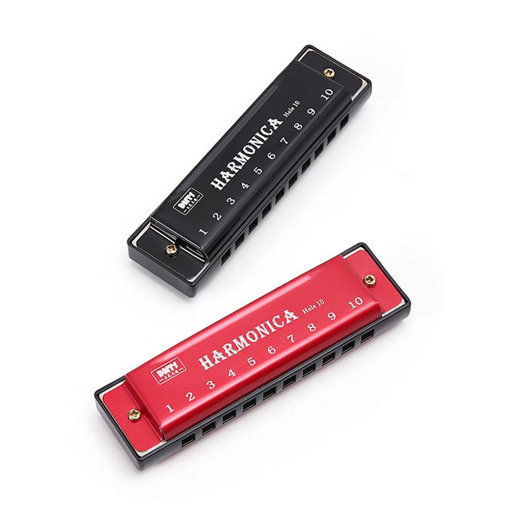 Portable Key of C 10 Hole Harmonica with Box Metal Diatonic Harmonica Beginner Teaching Rectangle Musical Instrument Students