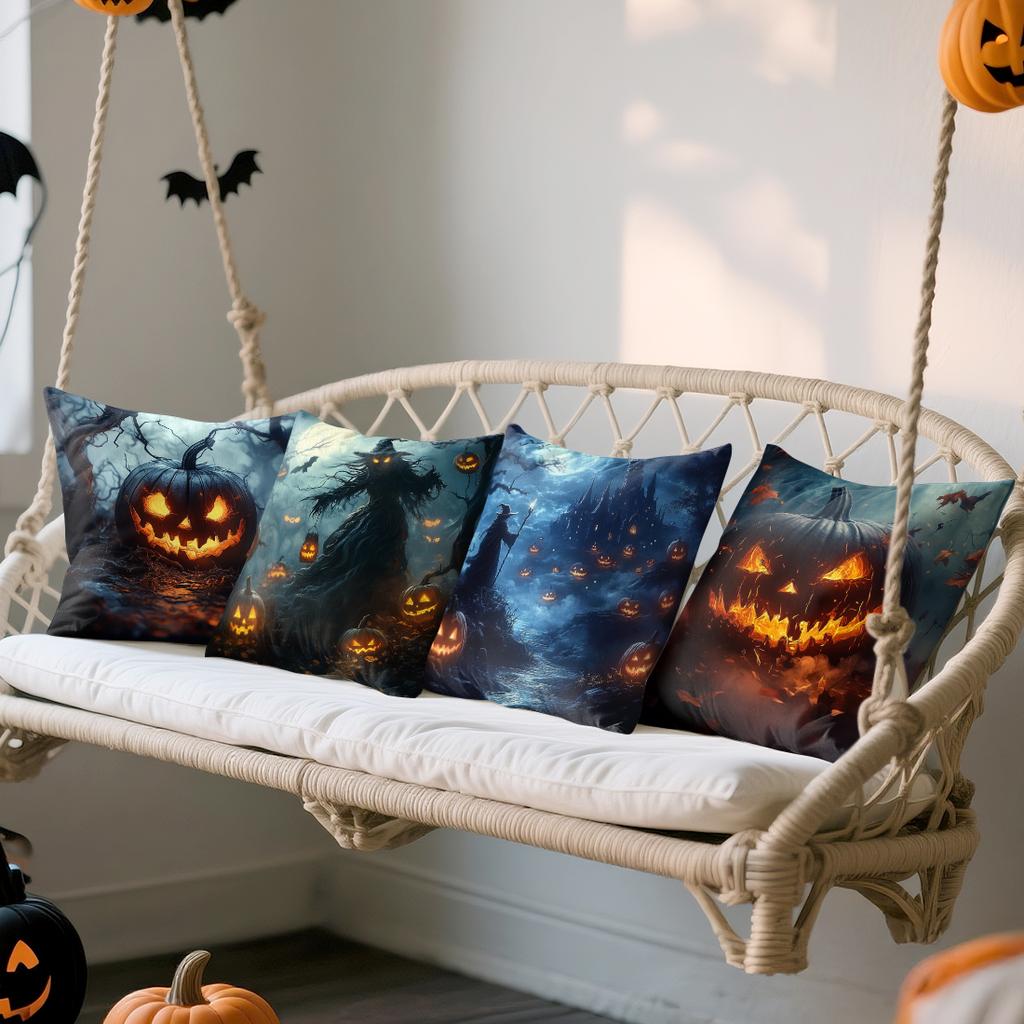Halloween horror pumpkin Cushions Pillowcase Polyester Cushion Cover Throw Pillow Sofa Decoration Pillowcover Home Room Decor