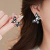 Silver Needle Retro Black Zircon Love Butterfly Earrings Sweet Cool Style Personality Earrings Light Luxury Premium Earrings