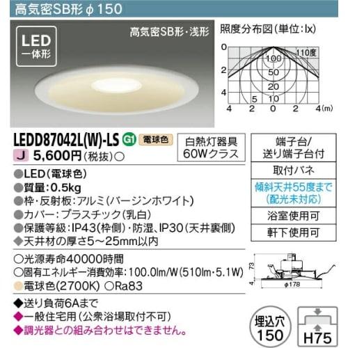 Toshiba LED Lighting Equipment LED Bathroom Light/Under Eaves LED Downlight Highly Airtight SB Type Incandescent Light Fixture 60W Class LED Integrate