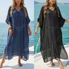 Women's Beach Blouse Summer Women's New V-neck Loose Casual Dress Split-ended Floor Mopping Dress Women