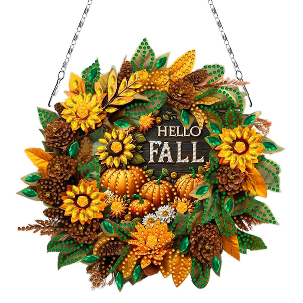 

Fall Theme 2D Flat DIY Special Shape Rhinestone Diamond Art Window Pendants Diamond Art Pendant Wall Decor for Home & Windows