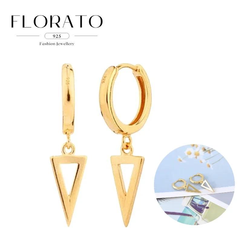 925 Silver Needle Rivet Micropaved Zircon Pendant Hoop Earrings For Women Punk Vintage Earrings Fashion Party Jewelry Gifts