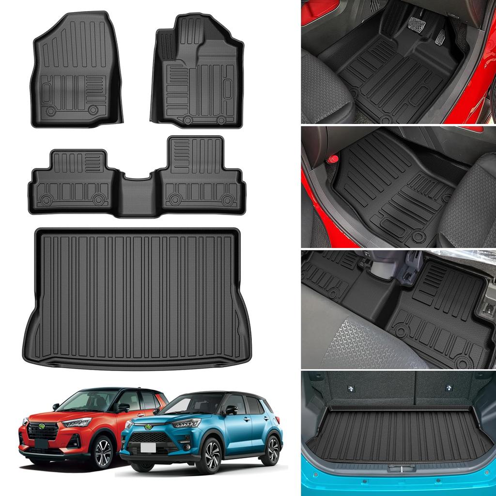 Jiooy Toyota RAIZE Floor Second Floor and Luggage RAIZE Car Daihatsu Rocky Trunk 3D Floor High Accessories 4-Piece Set Mats, Mat, Mat; Mats, Mat,