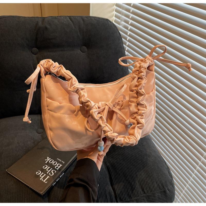 Popular bag new summer high-end pleated shoulder bag summer versatile messenger dumpling bag women's bag