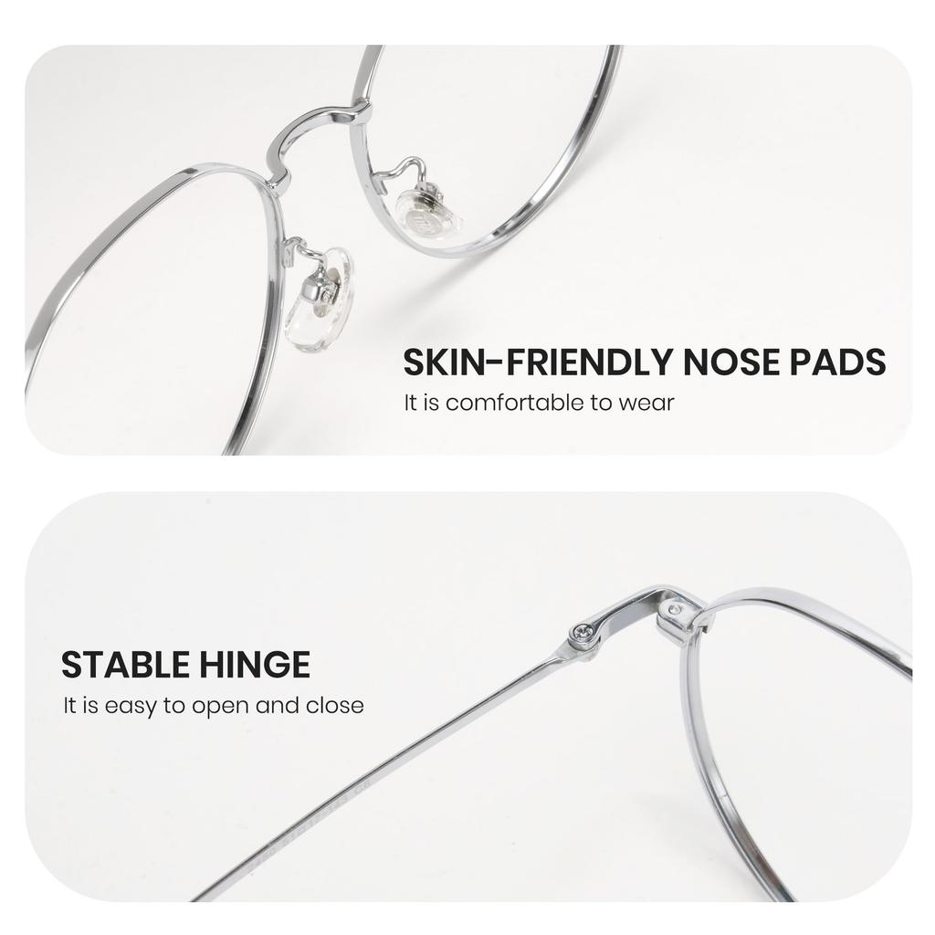 Cyxus Blue Light Blocking Glasses for Kids, Anti-Reflective, UV Protection, Lightweight Design, Cute for Boys and Girls, 6023 (Silver)