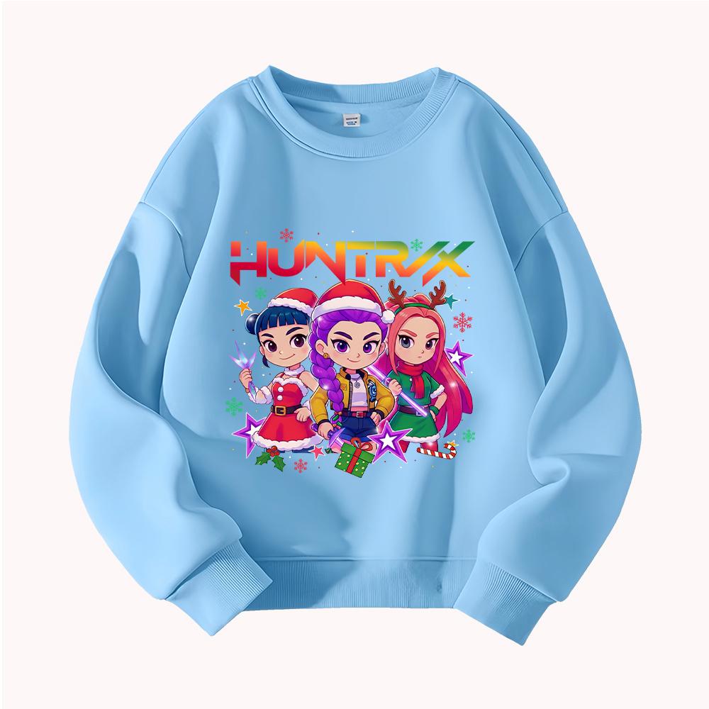 HUNTRX Devil Hunter Weihnachten Kinder Rundhals-Sweatshirt mit Rumi, Mira, Zoey Design für festlichen Spaß