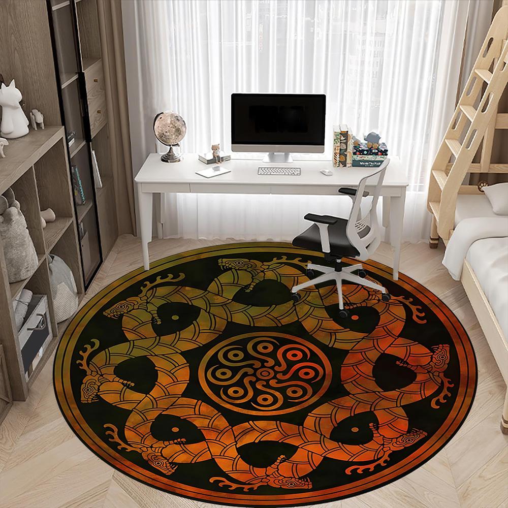 1pc Serpent Mandala Office Round Area Rug, Under Office Chairs Bedroom Living Room Home Decor, Room Deco, Available in Various Sizes