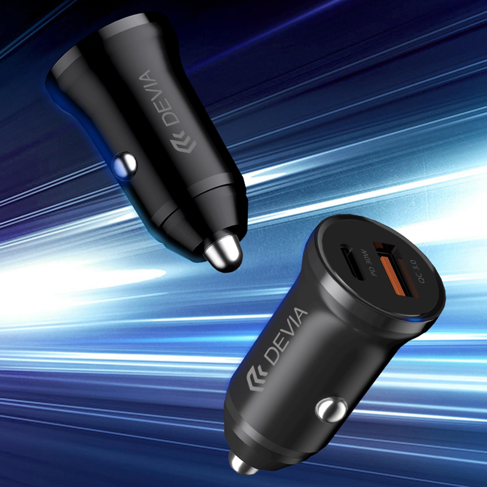 

DEVIA EA442 Smart Series Mini PD 30W+QC3.0 Car Charger USB+Type-C Fast Charging Adapter